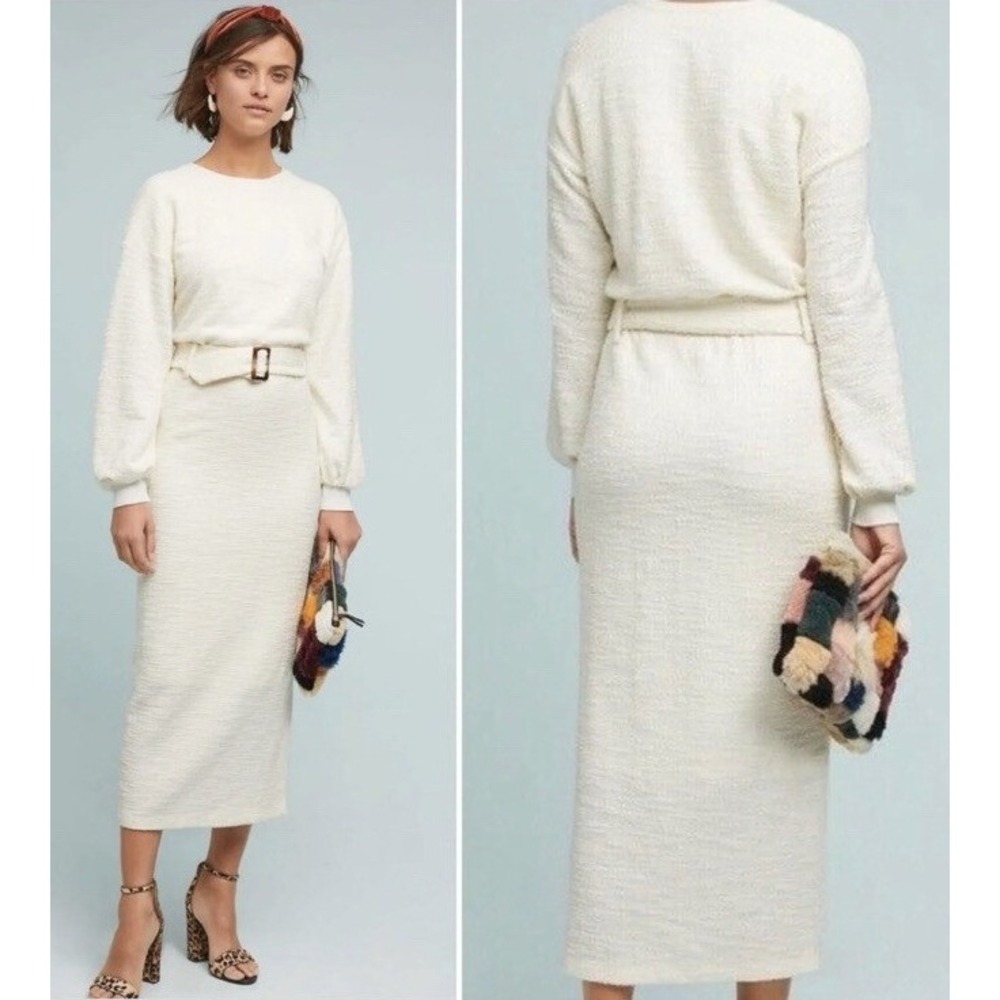 DOLAN Jacqueline Terrycloth Maxi Dress Belted Cream Size S‎ Petite